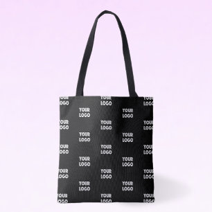 Your Logo Simple Repeating Logo Black Tote Bag
