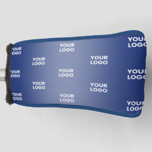 Your Logo Simple Repeating Logo Navy Blue Gradient Golf Head Cover