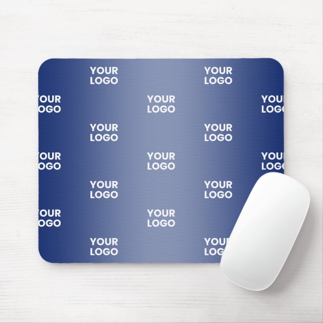 Your Logo Simple Repeating Logo Navy Blue Gradient Mouse Pad (With Mouse)