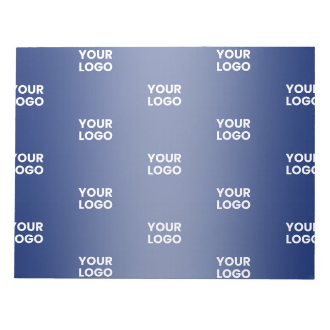 Your Logo Simple Repeating Logo Navy Blue Gradient Notepad (Front)