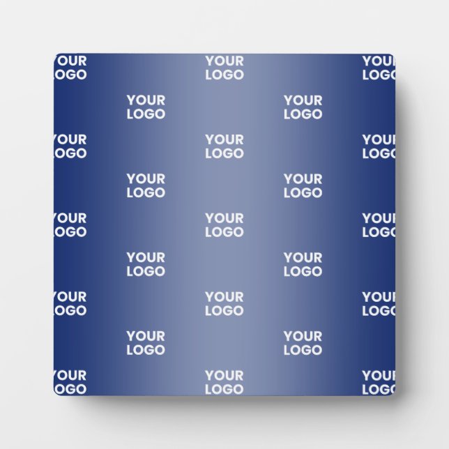 Your Logo Simple Repeating Logo Navy Blue Gradient Plaque (Front)