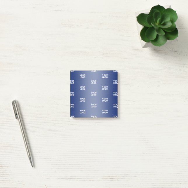 Your Logo Simple Repeating Logo Navy Blue Gradient Post-it Notes (Office)