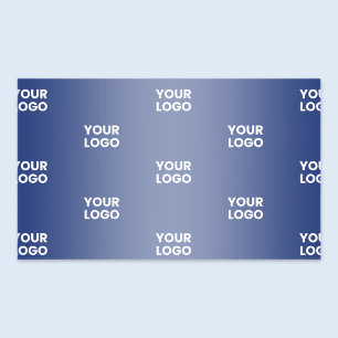 Your Logo Simple Repeating Logo Navy Blue Gradient Rectangular Sticker