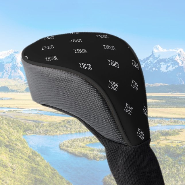 Your Logo Simple Repeating Logo Pattern | Black Golf Head Cover (Creator Uploaded)