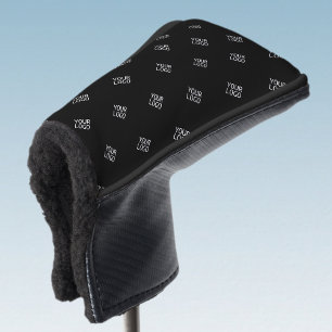 Your Logo Simple Repeating Logo Pattern   Black Golf Head Cover