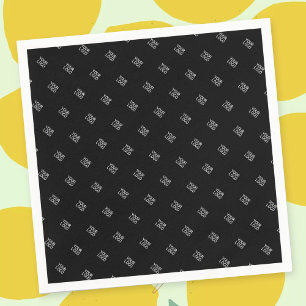 Your Logo Simple Repeating Logo Pattern   Black Napkin