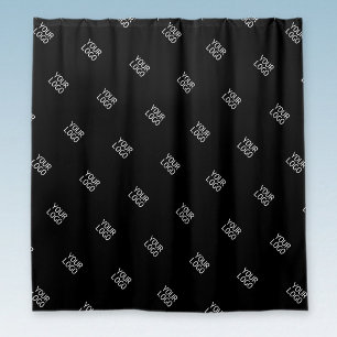 Your Logo Simple Repeating Logo Pattern   Black Shower Curtain
