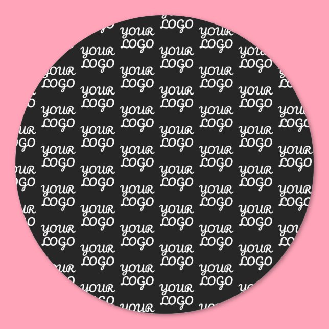 Your Logo | Simple Repeating Logo Pattern  Classic Round Sticker (Creator Uploaded)