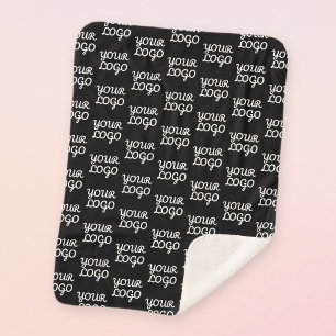 Your Logo   Simple Repeating Logo Pattern  Sherpa Blanket