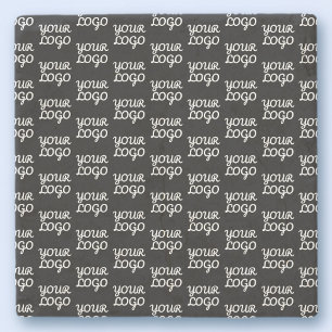 Your Logo   Simple Repeating Logo Pattern  Stone Coaster