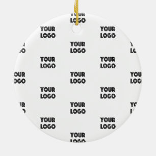 Your Logo Simple Repeating Logo   White Ceramic Tree Decoration