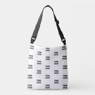 Your Logo Simple Repeating Logo White Crossbody Bag