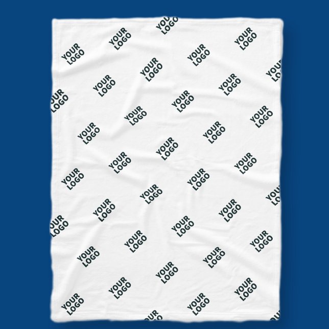 Your Logo Simple Repeating Logo | White Fleece Blanket (Creator Uploaded)
