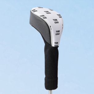 Your Logo Simple Repeating Logo White Golf Head Cover
