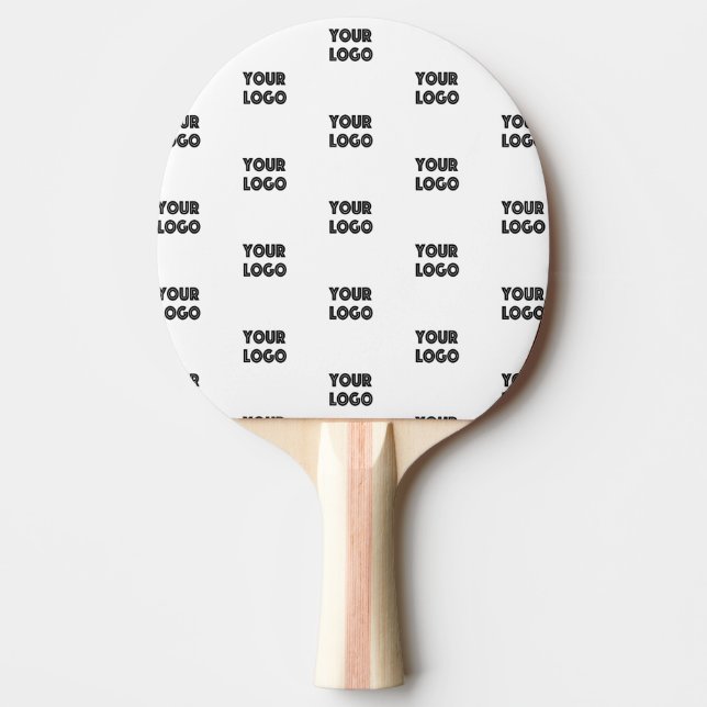 Your Logo Simple Repeating Logo | White Ping Pong Paddle (Front)
