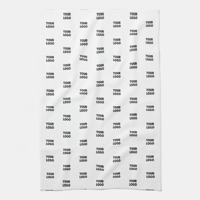 Your Logo Simple Repeating Logo | White Tea Towel (Vertical)