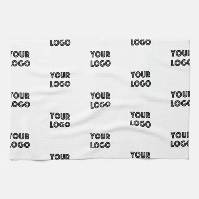 Your Logo Simple Repeating Logo | White Tea Towel (Horizontal)