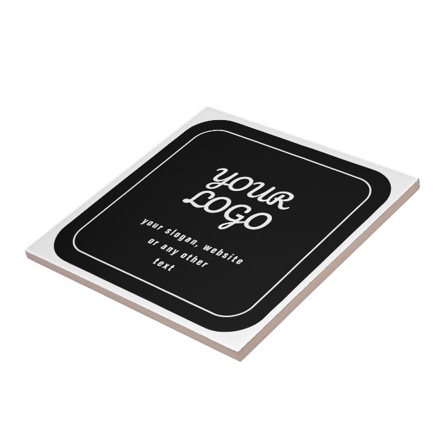 Your Logo & Slogan or other text | Black & White Tile (Side)