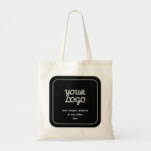 Your Logo & Slogan or other text   Black & White Tote Bag