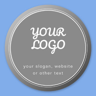 Your Logo Slogan Website & Unique Grey Gradient Classic Round Sticker