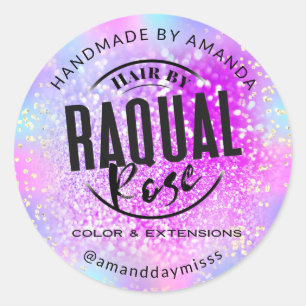 Your Logo Small Business Holograph Glitter Gold Classic Round Sticker