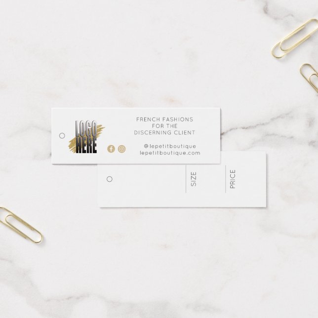 Your Logo Social Media white Clothing Price Tag (Office)