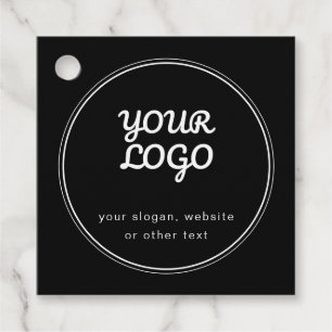 Your Logo Stylish Editable Black & White Design Favour Tags