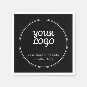 Your Logo Stylish Editable Black & White Napkin