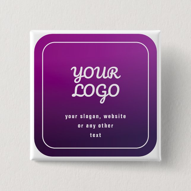 Your Logo & Stylish Light to Dark Purple Ombre 15 Cm Square Badge (Front)