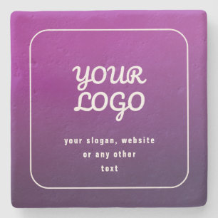 Your Logo & Stylish Light to Dark Purple Ombre Stone Coaster