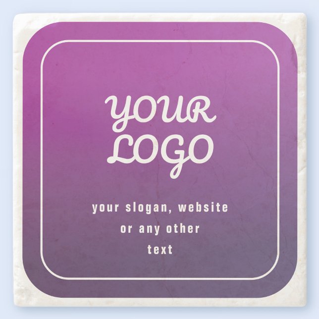 Your Logo & Stylish Light to Dark Purple Ombre Stone Coaster (Creator Uploaded)