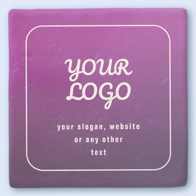 Your Logo & Stylish Light to Dark Purple Ombre Stone Coaster (Creator Uploaded)