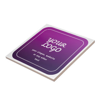 Your Logo & Stylish Light to Dark Purple Ombre Tile