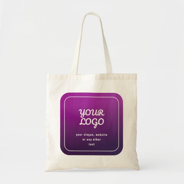 Your Logo & Stylish Light to Dark Purple Ombre Tote Bag (Front)