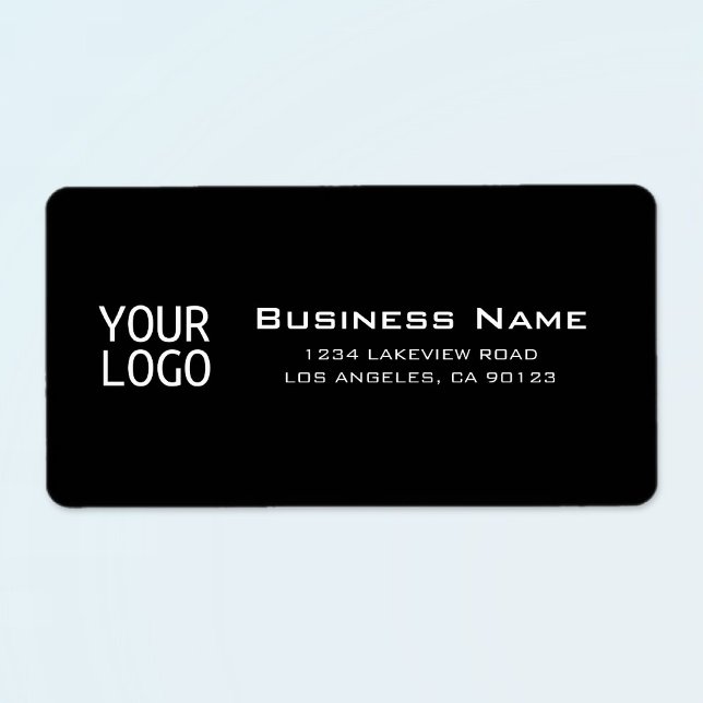 Your Logo Stylish Modern Black Return Address Label (Creator Uploaded)
