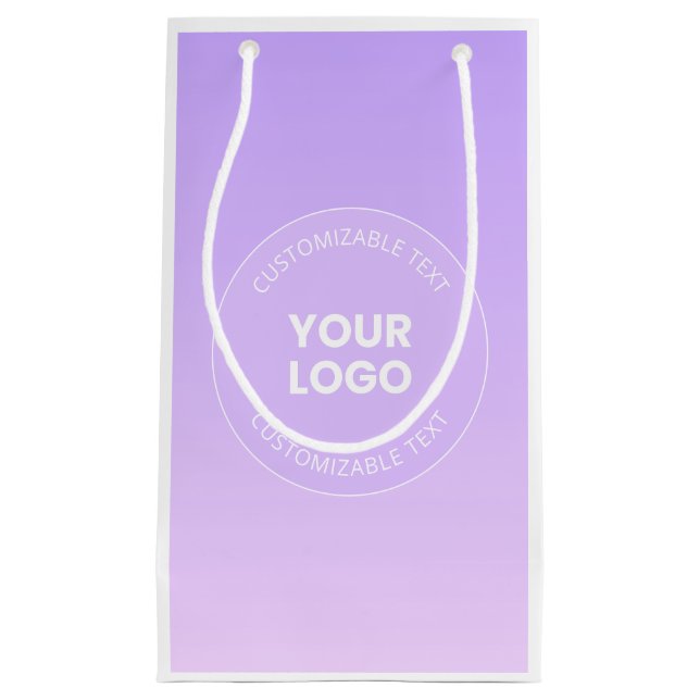 Your Logo | Subtle Lavender Ombre Gradient Small Gift Bag (Front)
