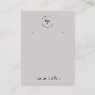 Your Logo Taupe Simple Earrings Display Cards