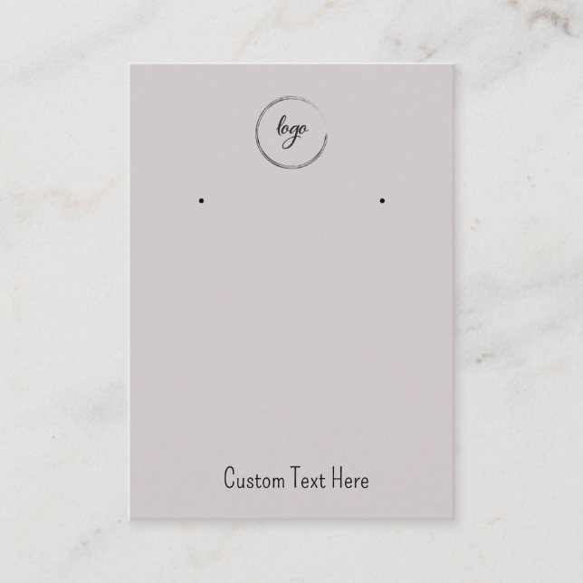 Your Logo Taupe Simple Earrings Display Cards (Front)
