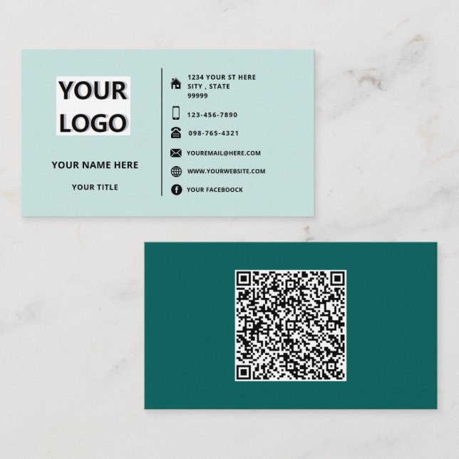 Your Logo Text and QR Code Business Card Template (Front/Back)