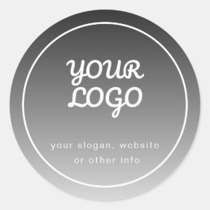 Your Logo & Text   Dark Grey Gradient Classic Round Sticker