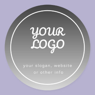 Your Logo & Text Dark Grey Gradient Classic Round Sticker