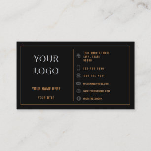 Your Logo Text Gold and Black Business Card
