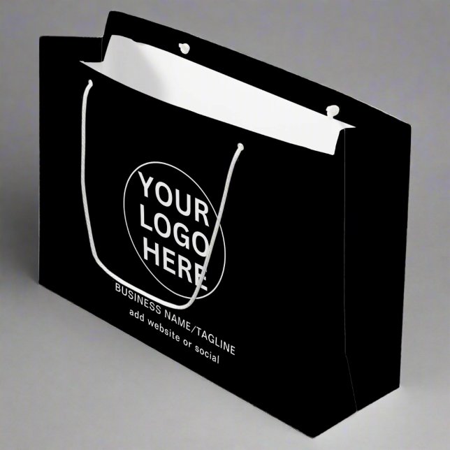 Your Logo & Text Here l Black & White Branded  Large Gift Bag (Creator Uploaded)