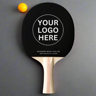 Your Logo & Text Here l Black & White Branded Ping Pong Paddle