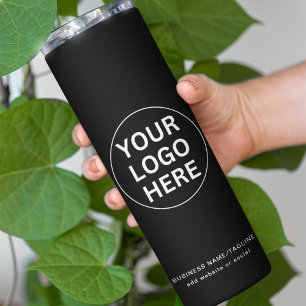Your Logo & Text Here l Black & White Branded Thermal Tumbler