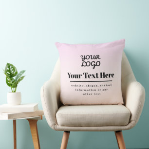 Your Logo & Text   Pink & Peach Ombre Cushion