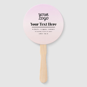 Your Logo & Text Pink & Peach Ombre Hand Fan
