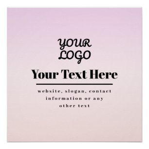 Your Logo & Text   Pink & Peach Ombre Poster