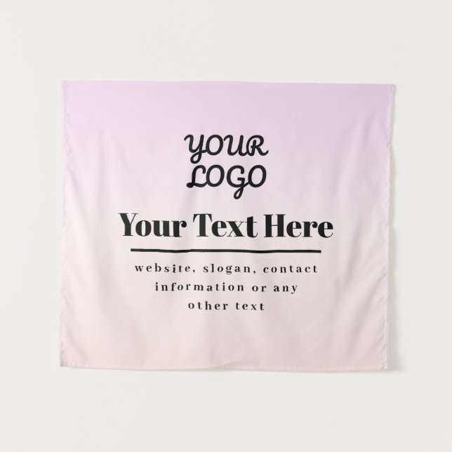 Your Logo & Text | Pink & Peach Ombre Tapestry (Front (Horizontal))