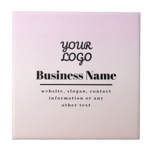 Your Logo & Text   Pink & Peach Ombre Tile